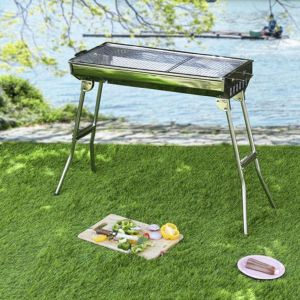Royalford Barbecue Stand With Grill - Stainless Steel - Silver -