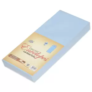 FIS Pack of 50 Executive Laid Paper Envelopes, 100 GSM, Peel & Seal, Size 9 X 4 Inch, Color Blue