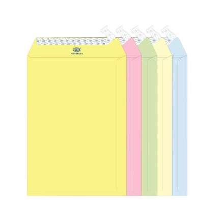 FIS Color Envelopes Peel & Seal, Pastel Colors, Pack of 50 Pcs. 5 Assorted Colors Color, 10 x 7 Inch, 80 GSM - FSEC8033P550
