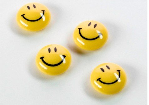Sadaf Smiley Face Magnets, 3cm Round, Set of 10, Yellow