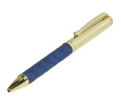 FIS Gold Pens with Embossed Italian PU Wrapper and Gift Box, Blue Colour - FSPNGPUBLD3
