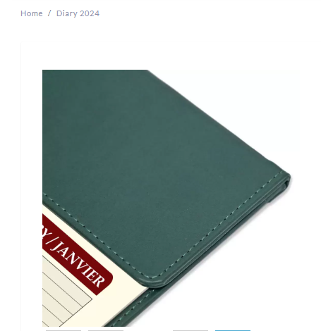 FIS Year Planner 2024 (English/French) Italian PU with Desk Blotter, Green - FSDKPUBEF24GR