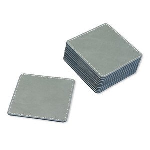 FIS Executive Conference Room Set of Bonded Leather Desk Blotter, Coaster and Pen Holder with Pen - Grey - FSDSCONFRSETGY