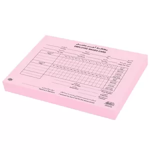 100-Piece FIS Employees Wages Card (Arabic/English) 274x197mm, Pink/Black - FSCLOWN