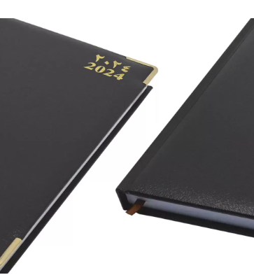 FIS Agenda Diary 2024 (Arabic/English) 1-Side Padded, Gold Corners, Chocolate - FSDI75AEVG24CH