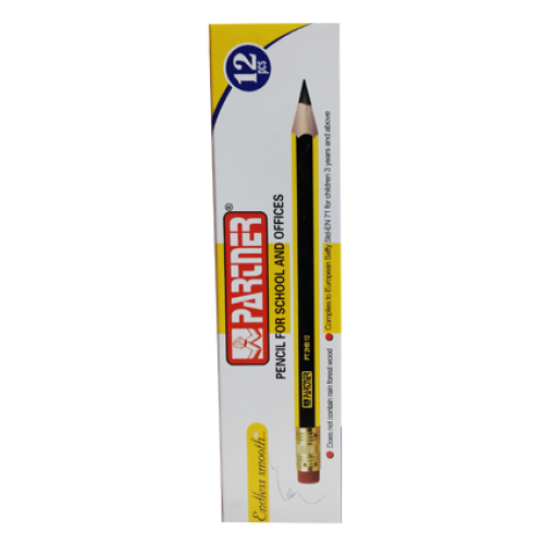 Partner 2HB Pencil With Rubber (12 Pieces of Pack)