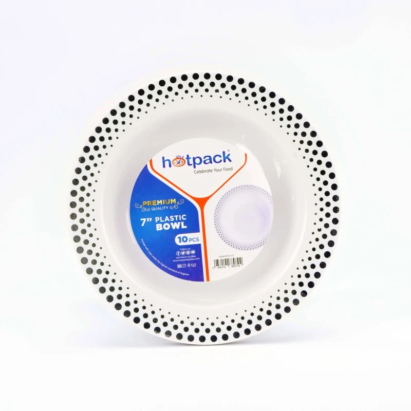 White Round bowl 7inch With Silver Rim Design 10 Pieces