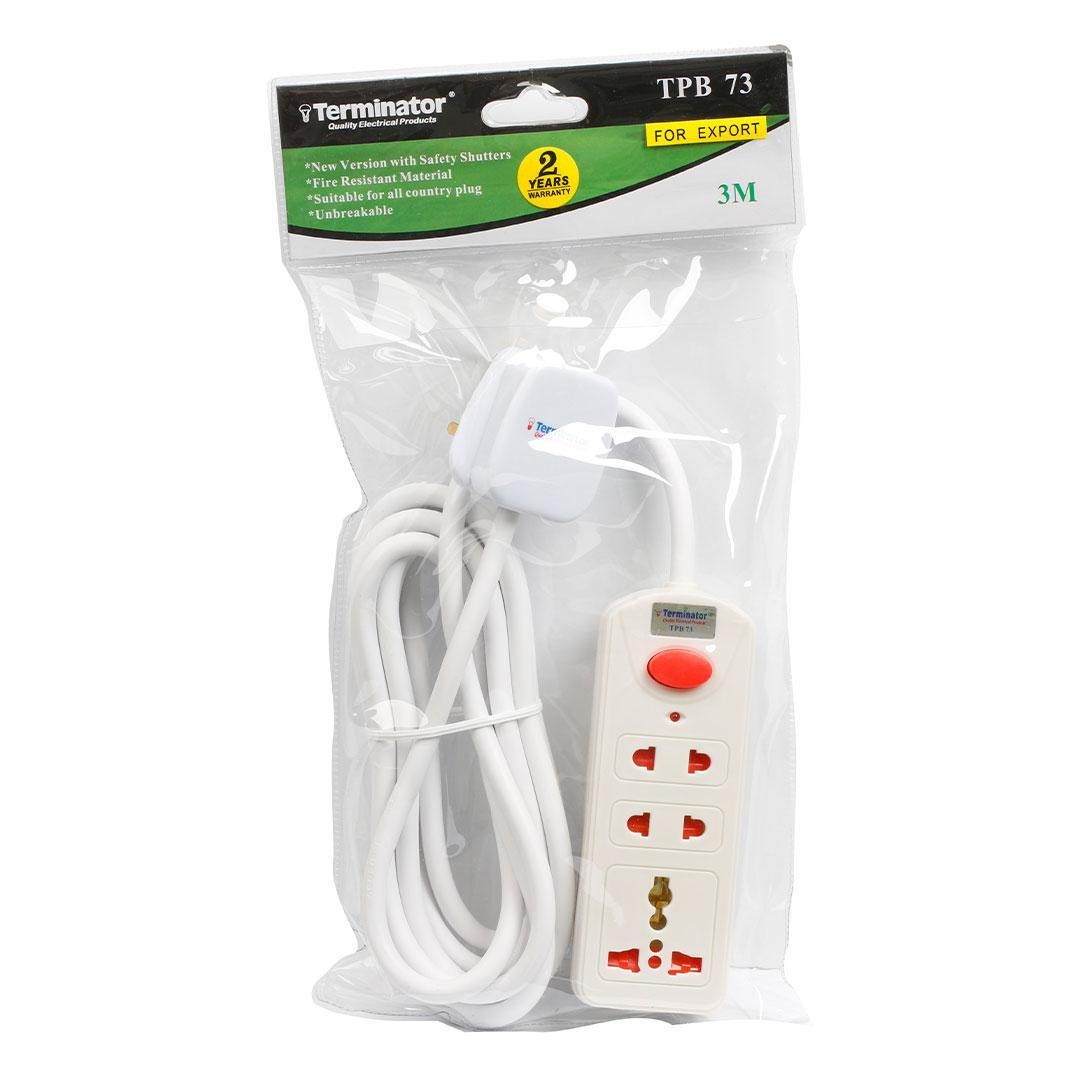 3 Way Universal Power Extension Socket 3M Cable 13A