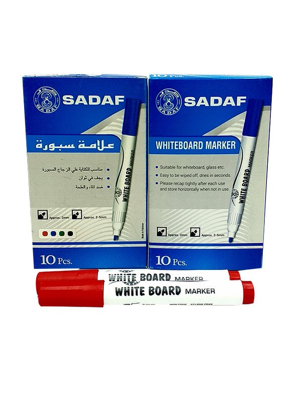 SADAF WHITE BOARD MARKER 2MM BLACK,BLUE,GREEN,RED (BULLET TIP)