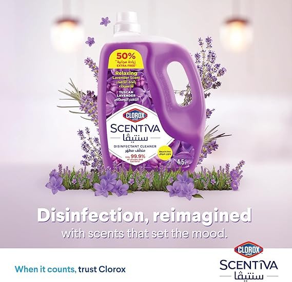 Clorox Scentiva Disinfectant Floor Cleaner 4.5L Tuscan Lavender