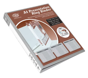 FIS Color Presentation Binder 2D Ring, Grey Color, A4 Size, 25mm Ring Size, 1.50 Inch Spine Colonne - FSBD225DPBGY