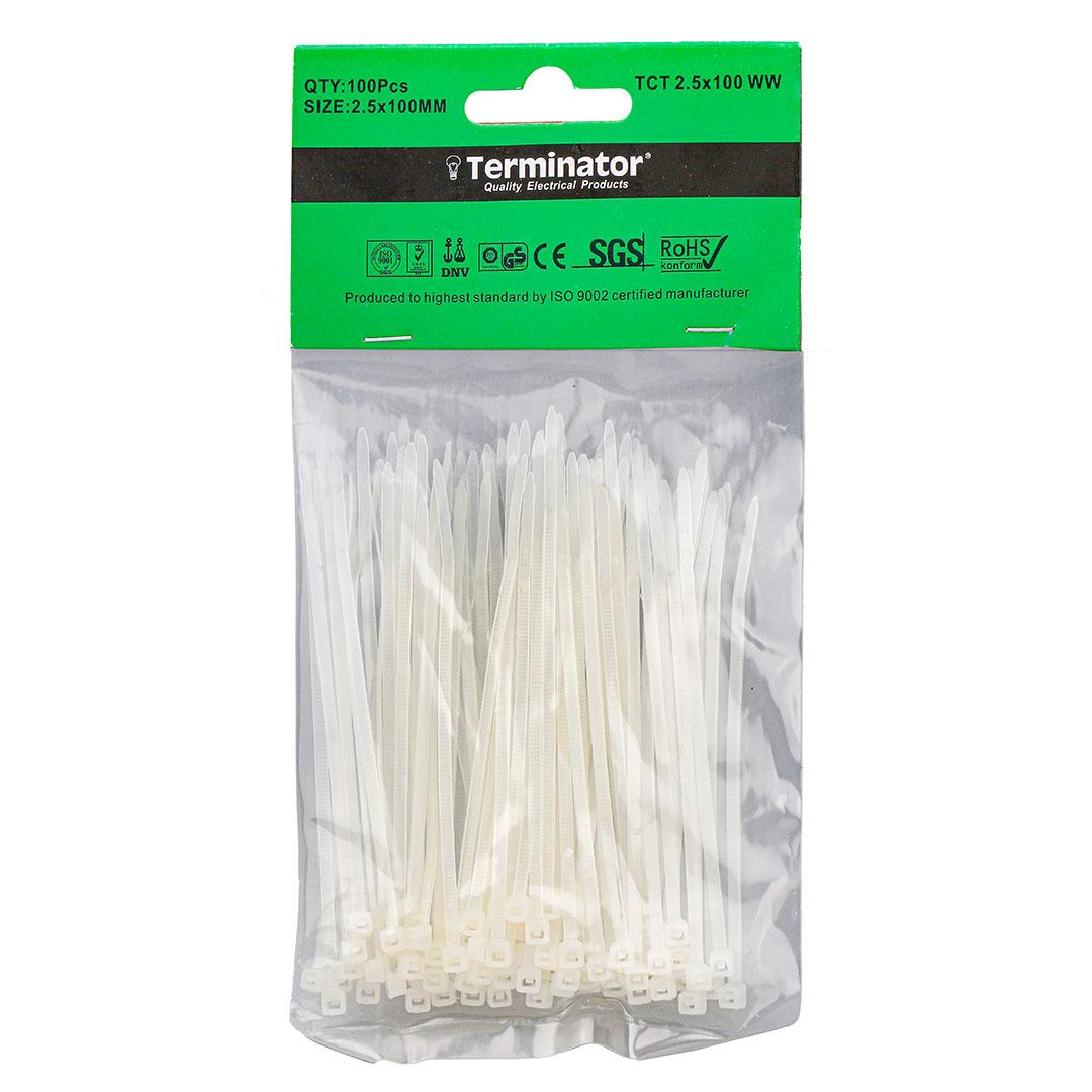 Cable Ties In White Colour (100Pcs In Bag)