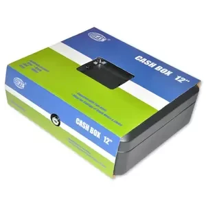 FIS Cash Box with Key 12 Inch, Matt Finish Black Color - FSCPTS0019BK