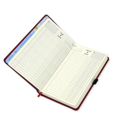 FIS French Diary 2024, PU 1-Side Padded, Round Corner, Maroon - FSDI29FRPU24MR