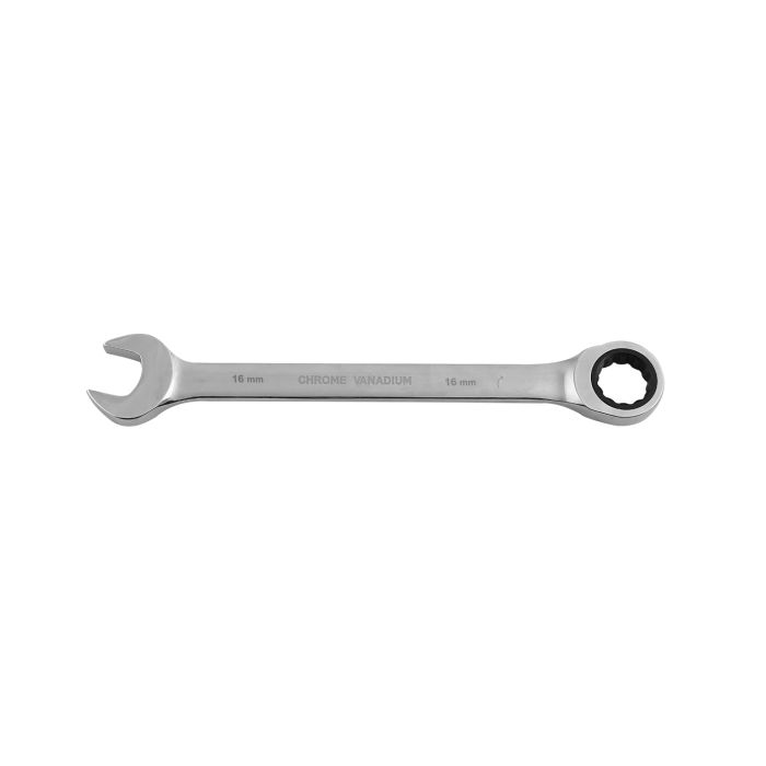 Geepas 16mm Gear Wrench With Plastic Hanger - Part Ring/Open-Ended Spanner With Ratchet Function | CRV, Mirror Finish | Ideal For Mechanic, Plumbers, Carpenter, DIYers And More