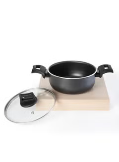 Non-Stick Casserole, Stockpot & Stewpot with Glass Lid and 5 Layer PTFE Non-Stick Spray, Coating BXSCP20BME, Black