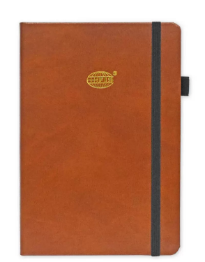 FIS Budget Planner with Elastic Pen Loop German Bonded Leather, Size A5, White Paper, 100 GSM, 128 Pages, Hard Cover, Round Corners, Colour Brown - FSORA5BPLANBLBR