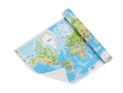 FIS "WORLD" Wall Map with Glossy Lamination, French Language, Size 70x100cm, Printed in Multicolour - FSMA70X100WFN