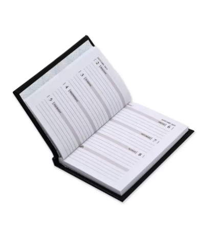 Fis 2023 Pocket Diary English Vinyl 1 Side Padded Week View Black -FSDI12E23BK