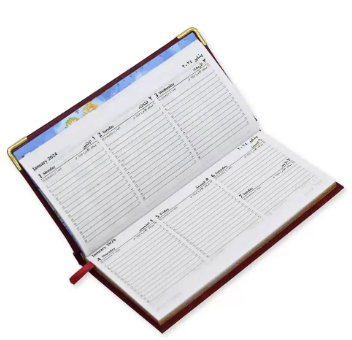 FIS 2024 Golden Slim Arabic English Diary Vinyl, 1 Side Padded Maroon -FSDI52AEG24MR