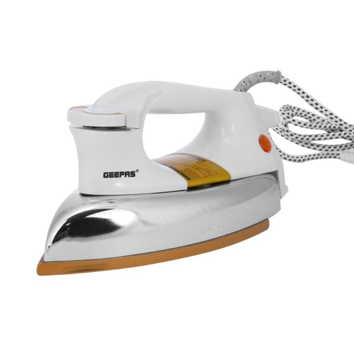 Geepas White 1200W Heavy Weight Dry Iron - Non Stick Sole Plate, Temperature Control, Indicator Lights, Overheat Protected | Ideal For Perfect Ironing For All Fabrics