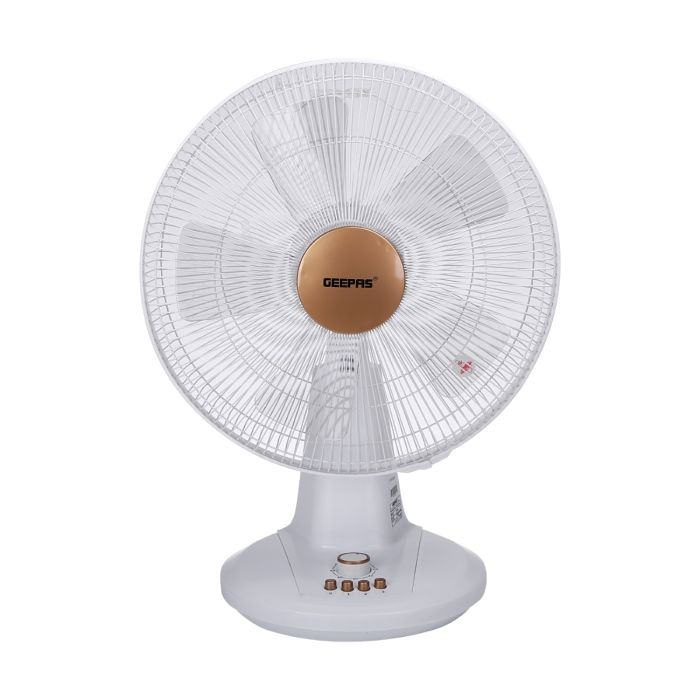 Geepas 16-Inch Table Fan | 3 Speed Settings With Oscillating/Rotating And Static Feature | Electric Portable Desktop Cooling Fan For Desk Home Or Office Use | 2 Year Warranty