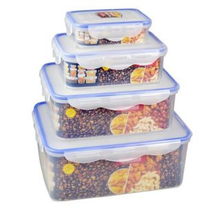 Royalford 4 Pieces Airproof Rectangle Container Set - Plastic - Clear