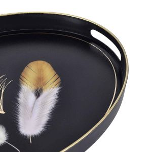 Royalford Oval Serving Tray - Plastic - Black
