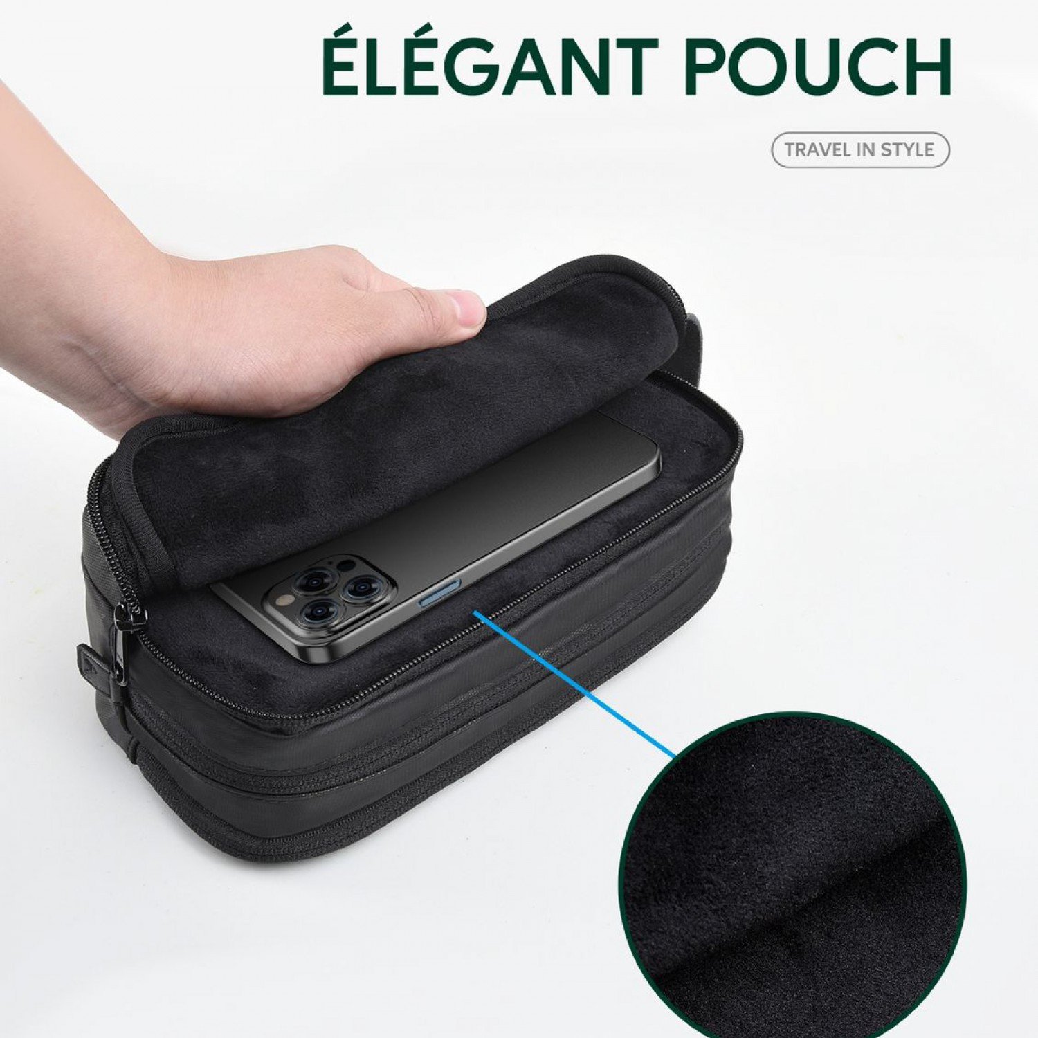 Green Elegant Pouch - Black