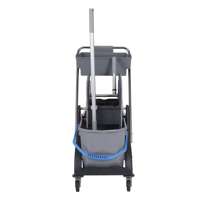 Professional Mopping Trolley Set, 2x25L Buckets, RF10106 | 100% Cotton Mop Head | Strong ABS Body | Faster Dehydration | Perfect Home, Commercial
