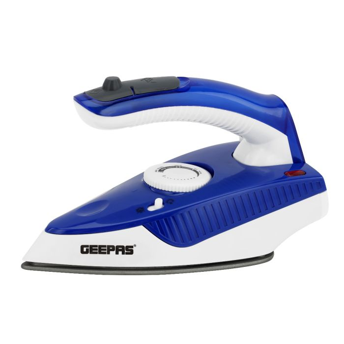 Geepas GSI7806 800W Dry Iron With Foldable Handle - Non-Stick Coating Plate & Adjustable Thermostat Control | Steam Shot, Transparent Water Tank, Durable Material | 2 Years Warranty