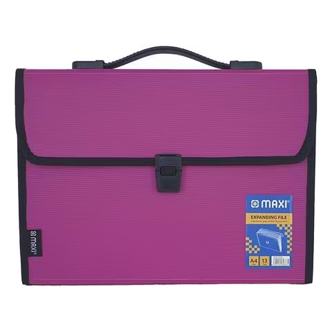 Maxi Expanding File With Handle A4 Size 13 Tab Pink