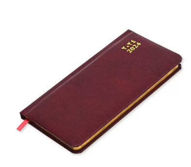 FIS 2024 Slim Diary Bonded Leather Arabic English 1 Side Padded Maroon -FSDI52AEGB24MR