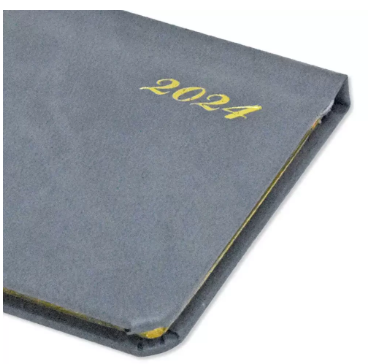 Fis 2024 Slim Diary Bonded Leather English 1Sides Padded Grey -FSDI52EGB24GY