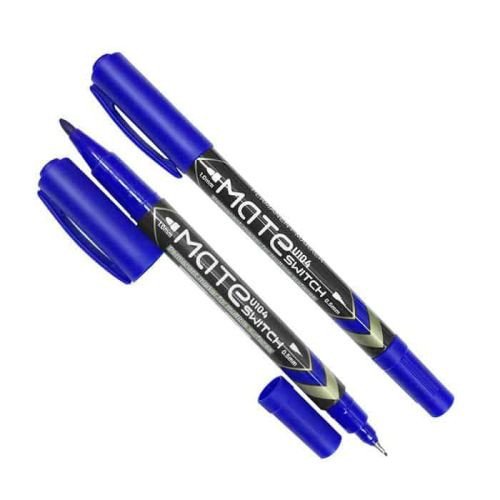 Deli Mate Switch Twin Marker Pen Set, U104, Blue