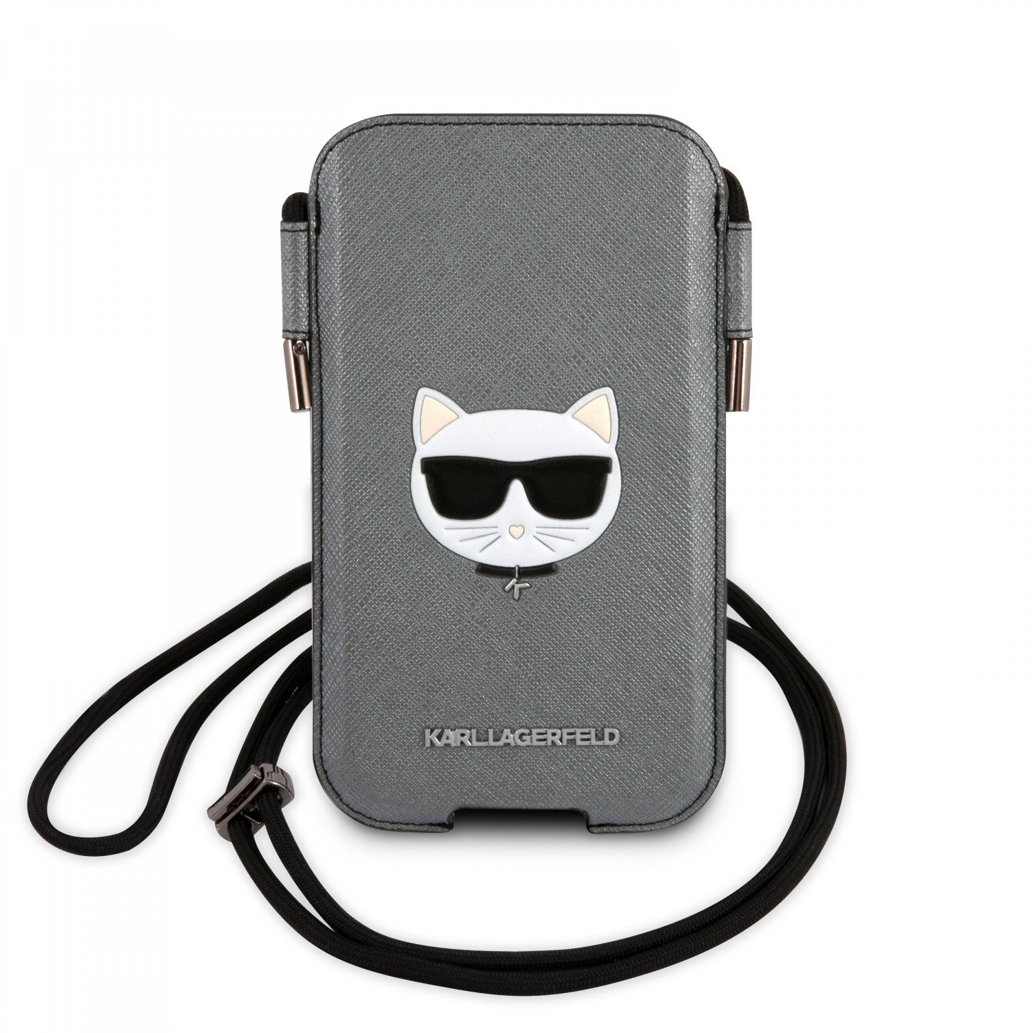 Karl lagerfeld PU Saffiano Pouch With Choupette's Head Medium - Silver