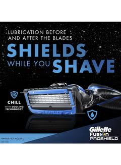 ProShield5, Chill razor Handle + 2 Blade Refills, Black/Grey/Blue