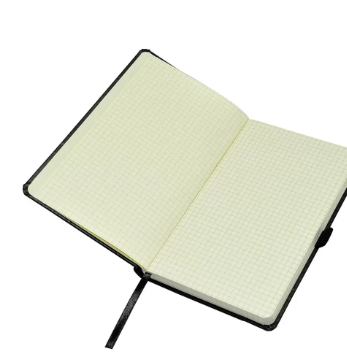 FIS Executive Ostrich Italian PU Cover Notebook, Ivory Paper, 5 mm Square With Elastic Band, Black Color, 120 Sheets, Pen Holder and Gift Box, 13 x 21 cm Size - FSNBEX5MM1321BK