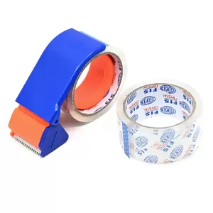 FIS Packing Tape, Size 2 Inches X50 Meters, 45 Micron, 2Rolls And Blue Dispenser FSTAP2X50M