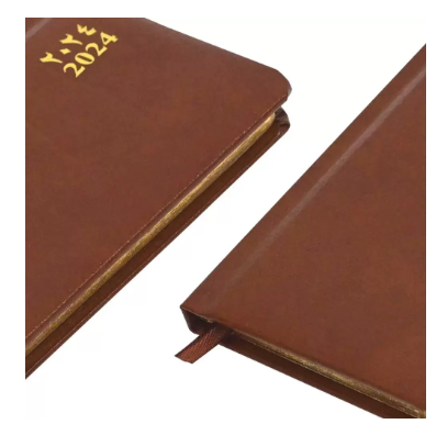 FIS 2024 Slim Diary Bonded Leather Arabic English 1 Side Padded Brown -FSDI52AEGB24BR