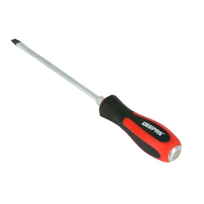 Geepas Precision Screwdriver - Slotted Screwdriver With Soft Grip Rubber Insulated Ergonomic Handle - CR-V Build, Magnetic Tip And Hanging Hole For Easy Carry - Bicolored Red/Black - (SL 6.5x150mm)