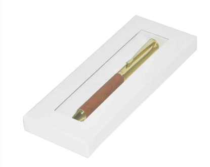 FIS Gold Pens with Embossed Italian PU Wrapper and Gift Box, Brown Colour - FSPNGPUBRD6