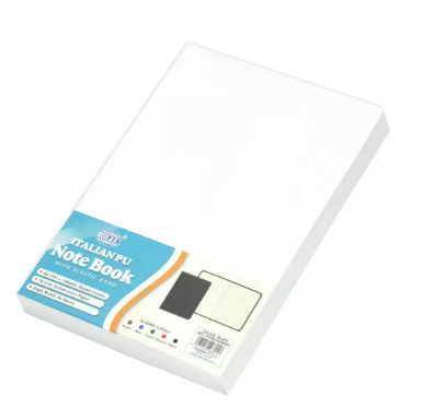 FIS Notebook With Elastic Band Italian PU Cover, Ivory Paper, Single Ruled, Black Color, 96 Sheets With Gift Box, A6 Size - FSNBEXA6BKD3