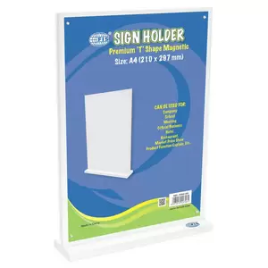 FIS Premium T Shape Magnet Sign Holder, Portrait -A4 Size Pack of 5 Pieces -FSNA1501-5