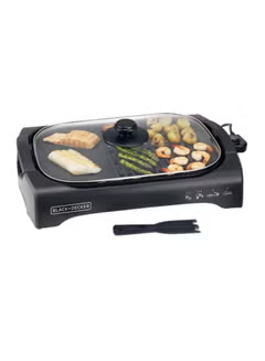 Electric Health Grill, Open Flat Gril,l With Glass Lid, 2200 W LGM70-B5 Black
