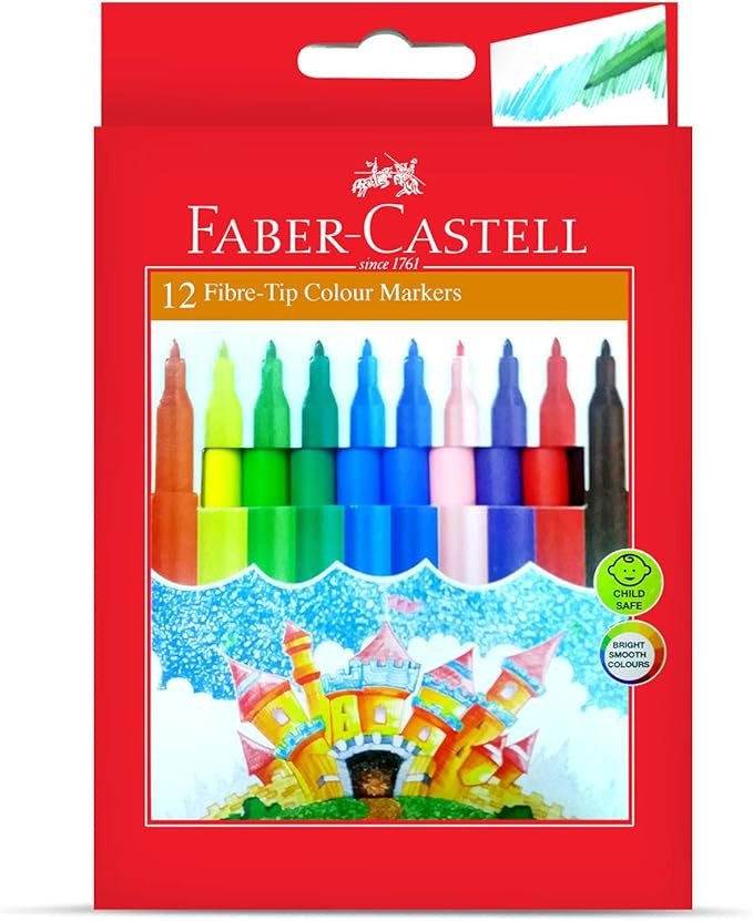 Faber-Castell Fibre-Tip Colour Markers 12 Colors