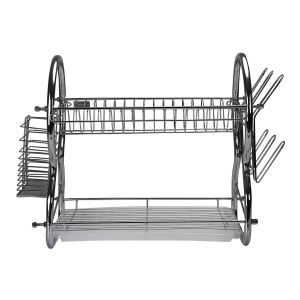 Royalford 2 Tier Dish Drainer Rack - Stainless Steel - Silver