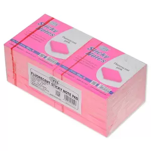 FIS Sticky Note, Fluorescent Pink Colours, Size 3 x 3 Inch, 100 Sheets, Quantity per Pack 12 - FSPO33FPI