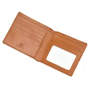 FIS Italian PU Bifold Design Wallets Polyurethane For Men, ID Card Window, 6 Card Slots, 2 Sideways Pockets, Divided Bill Compartments, Brown Colour, Closed Size 100 x 105 mm - FSPQBRD6