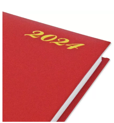 Fis 2024 A5 Diary,Vinyl, English 1 Side Padded Red -FSDI18E24RE